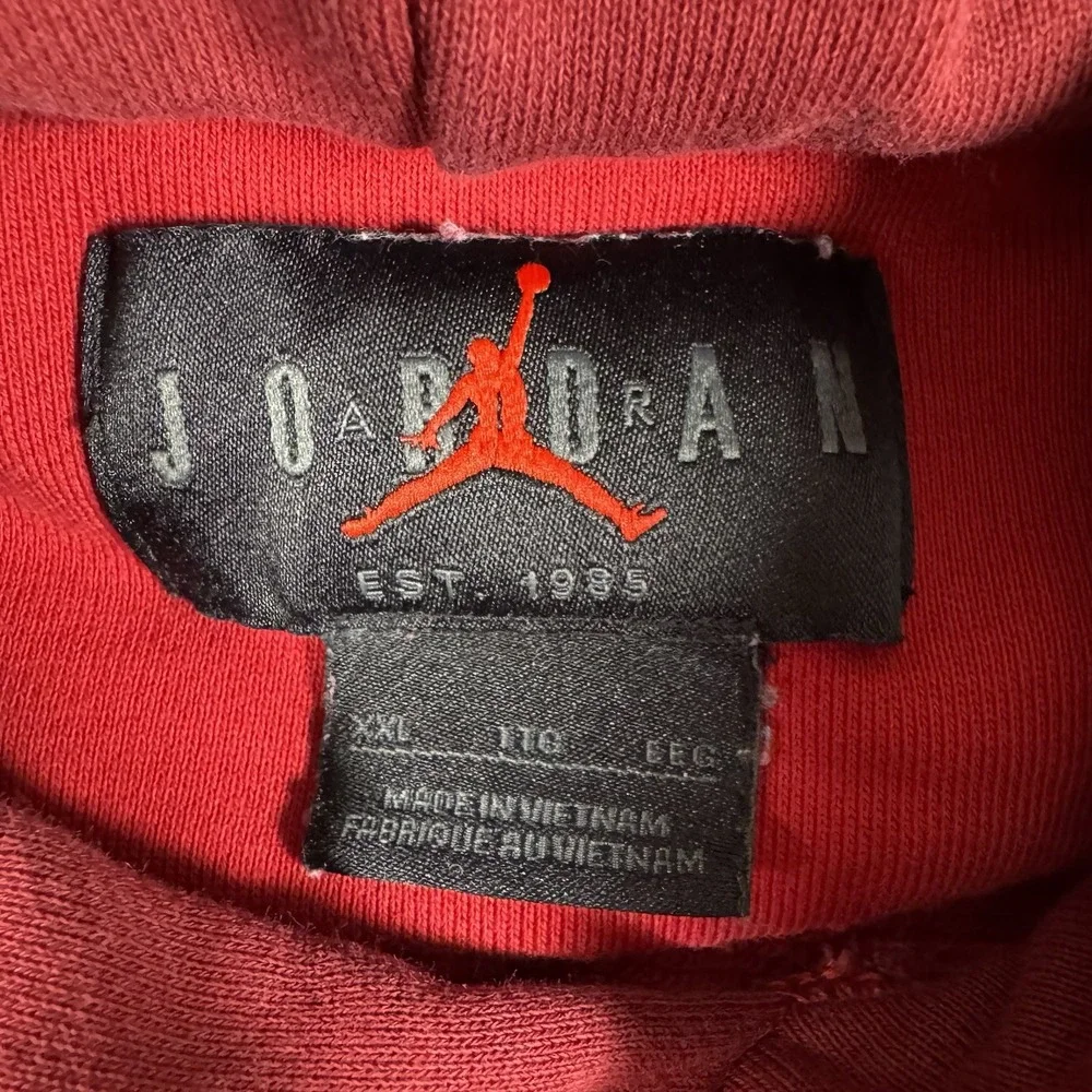 Jordan Jumpman Hoodie 2XL Red JOR DAN Spellout Pullover Basketball Sweatshirt